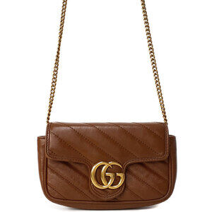 GUCCI GG Marmont Quilted Leather Super Bag Chain Shoulder Brown